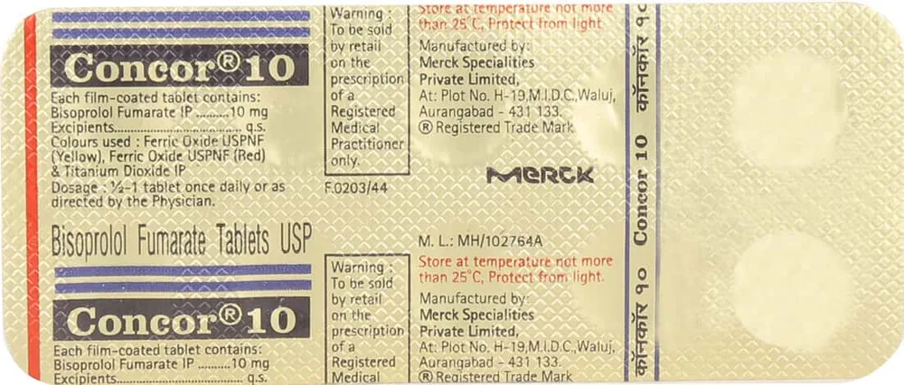 Concor 10mg Strip Of 10 Tablets