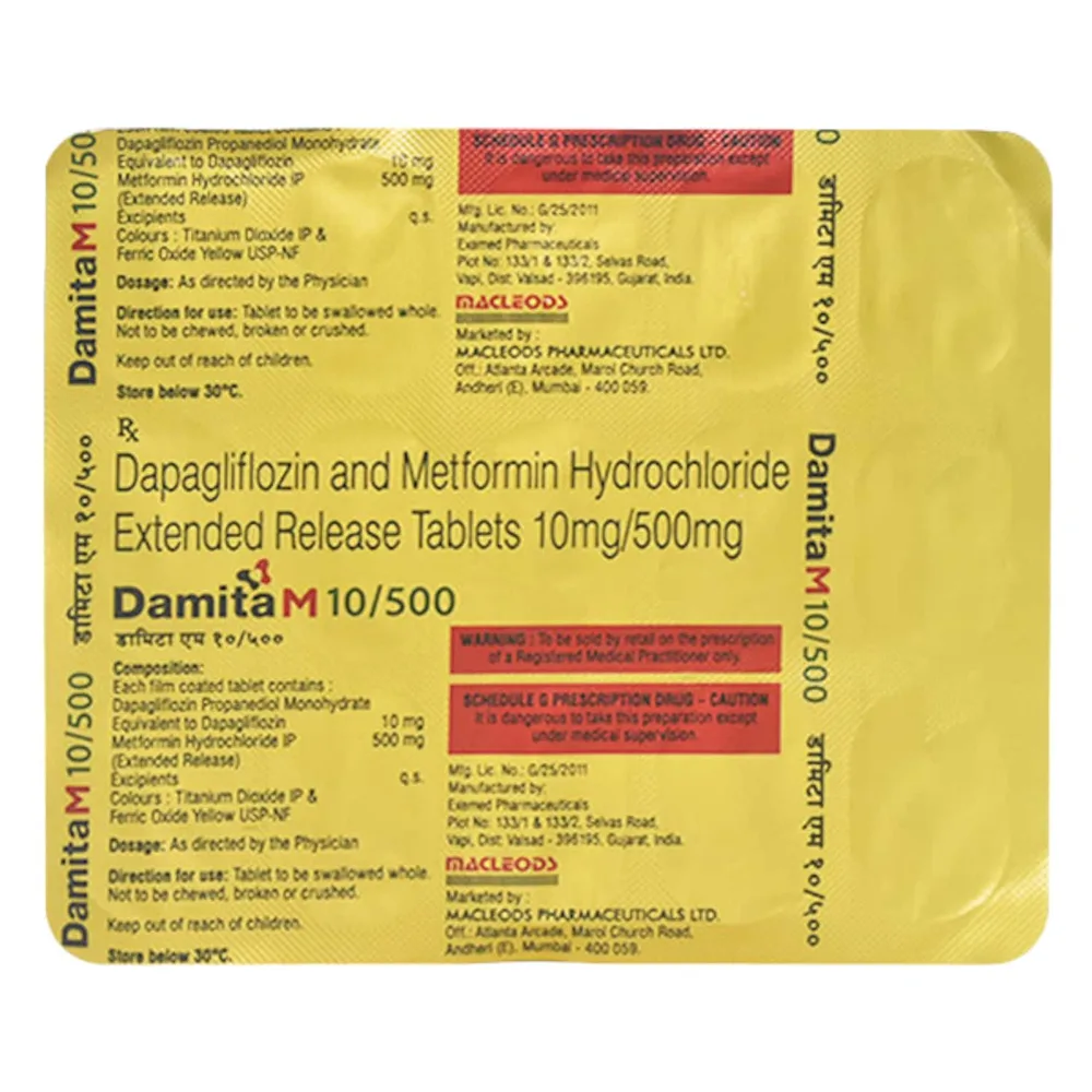 Damita M 10/500mg Strip Of 15 Tablets