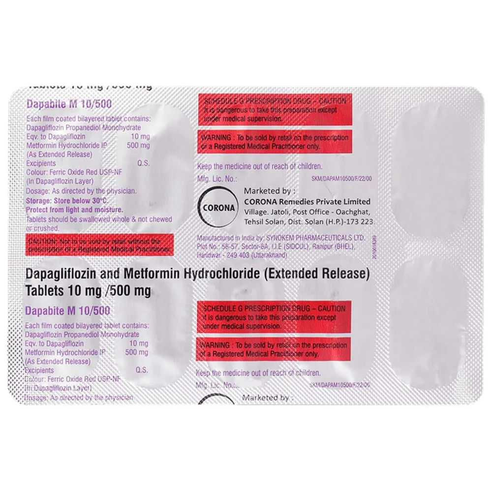 Dapabite M 10/500mg Strip Of 10 Tablets