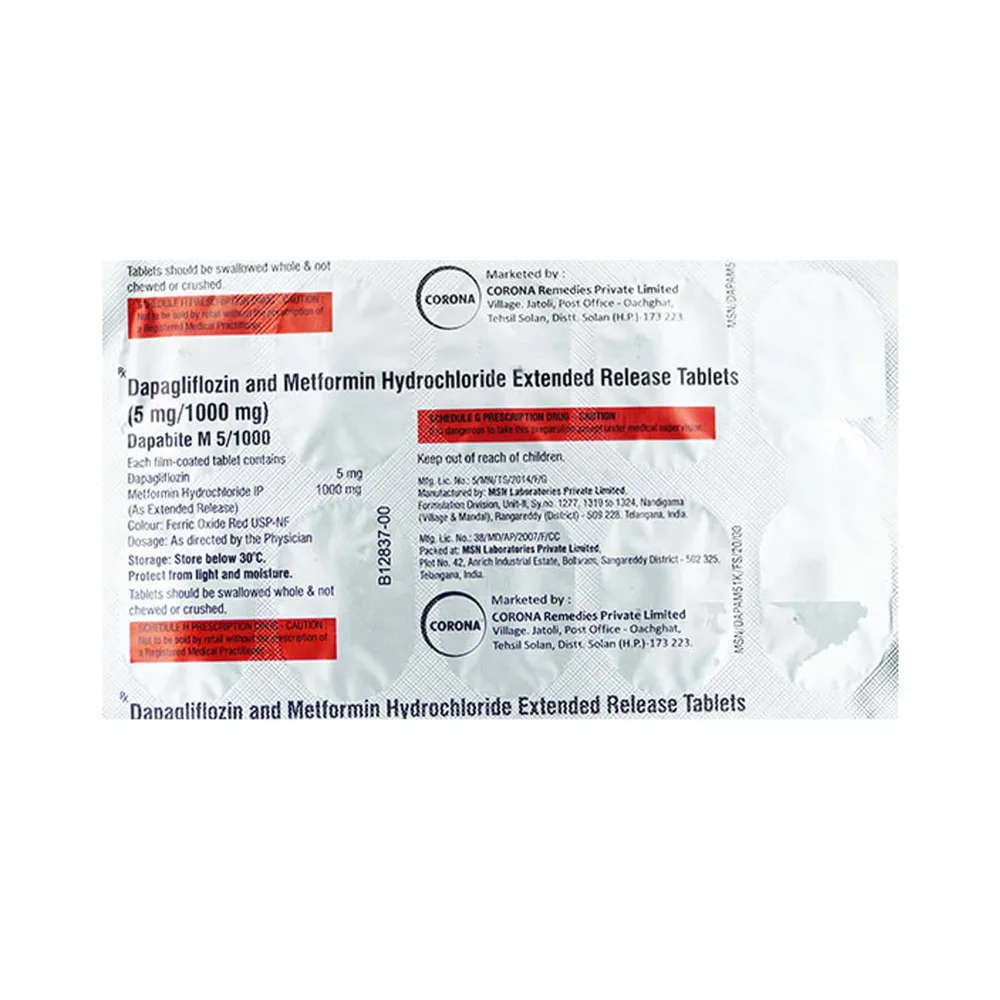Dapabite M 5/1000mg Strip Of 10 Tablets