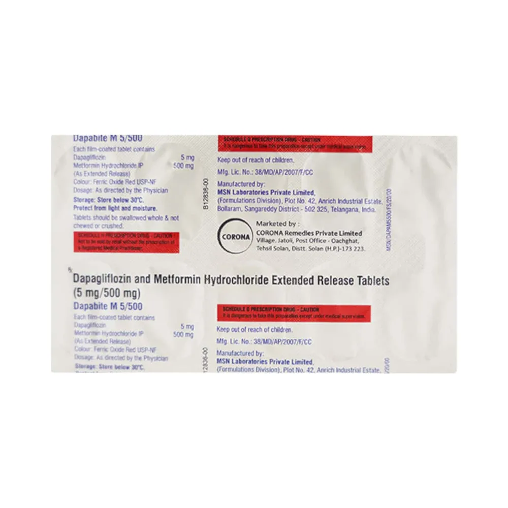 Dapabite M 5/500mg Strip Of 10 Tablets