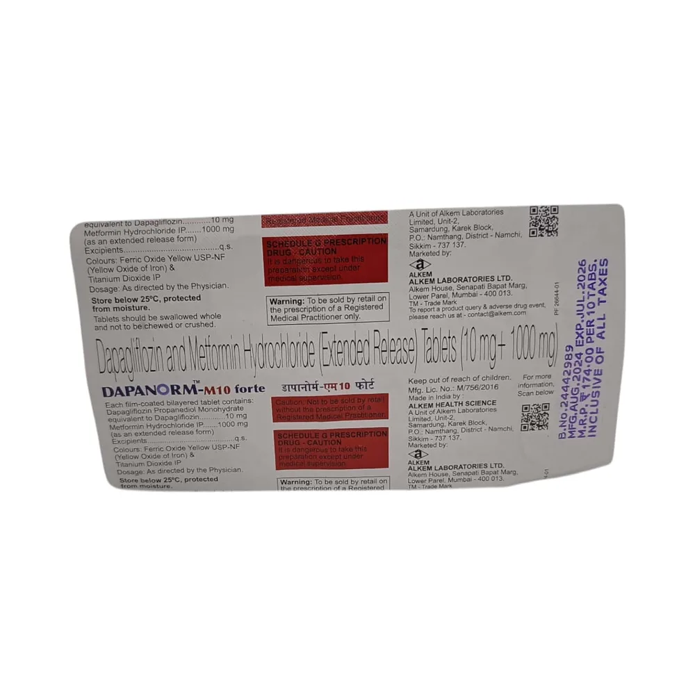Dapanorm M 10mg Forte Strip Of 10 Tablets