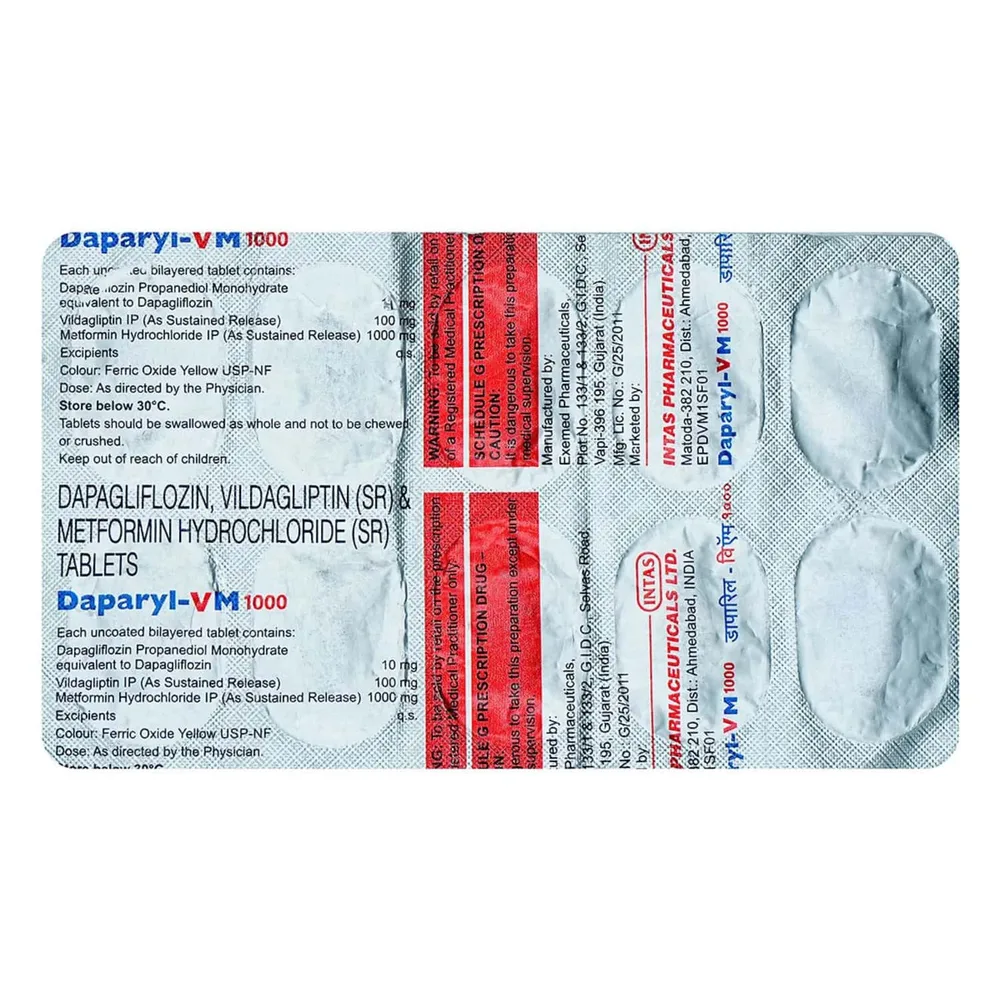 Daparyl Vm 10/100/1000mg Strip Of 10 Tablets