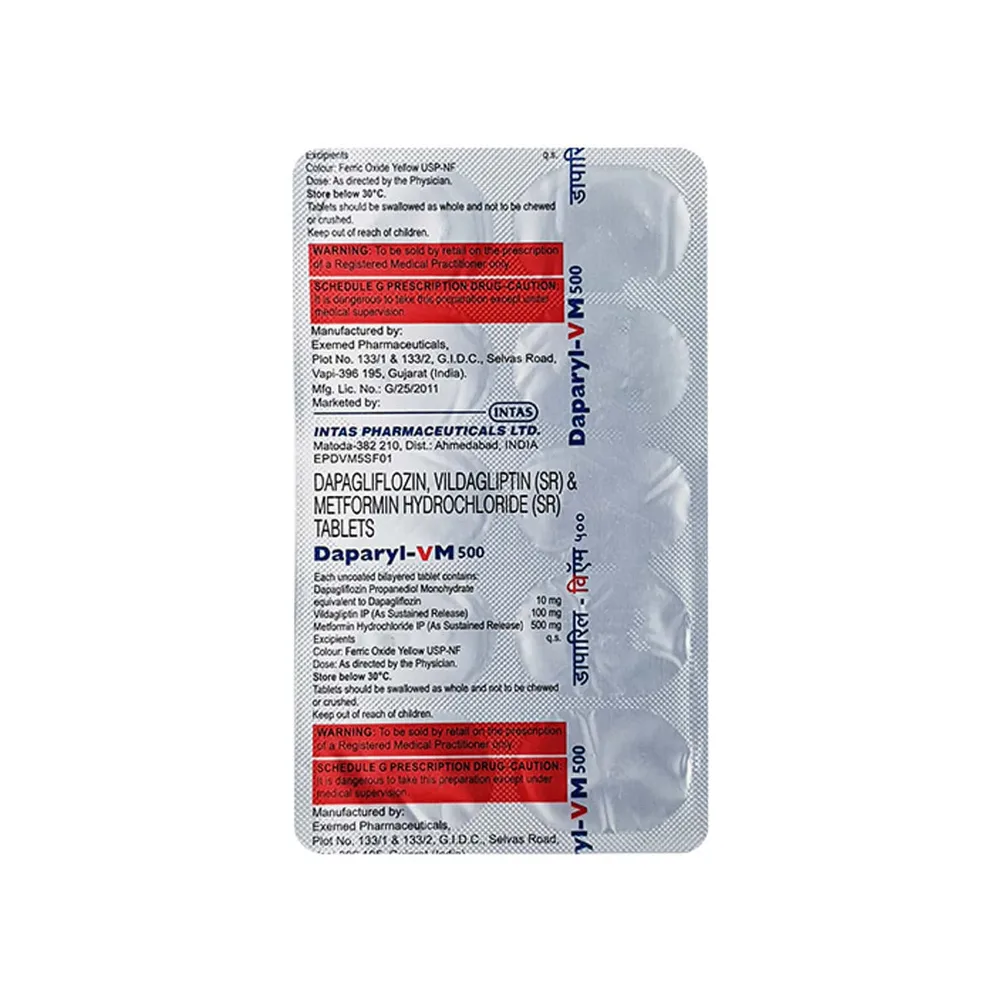 Daparyl Vm 5/500mg Strip Of 10 Tablets