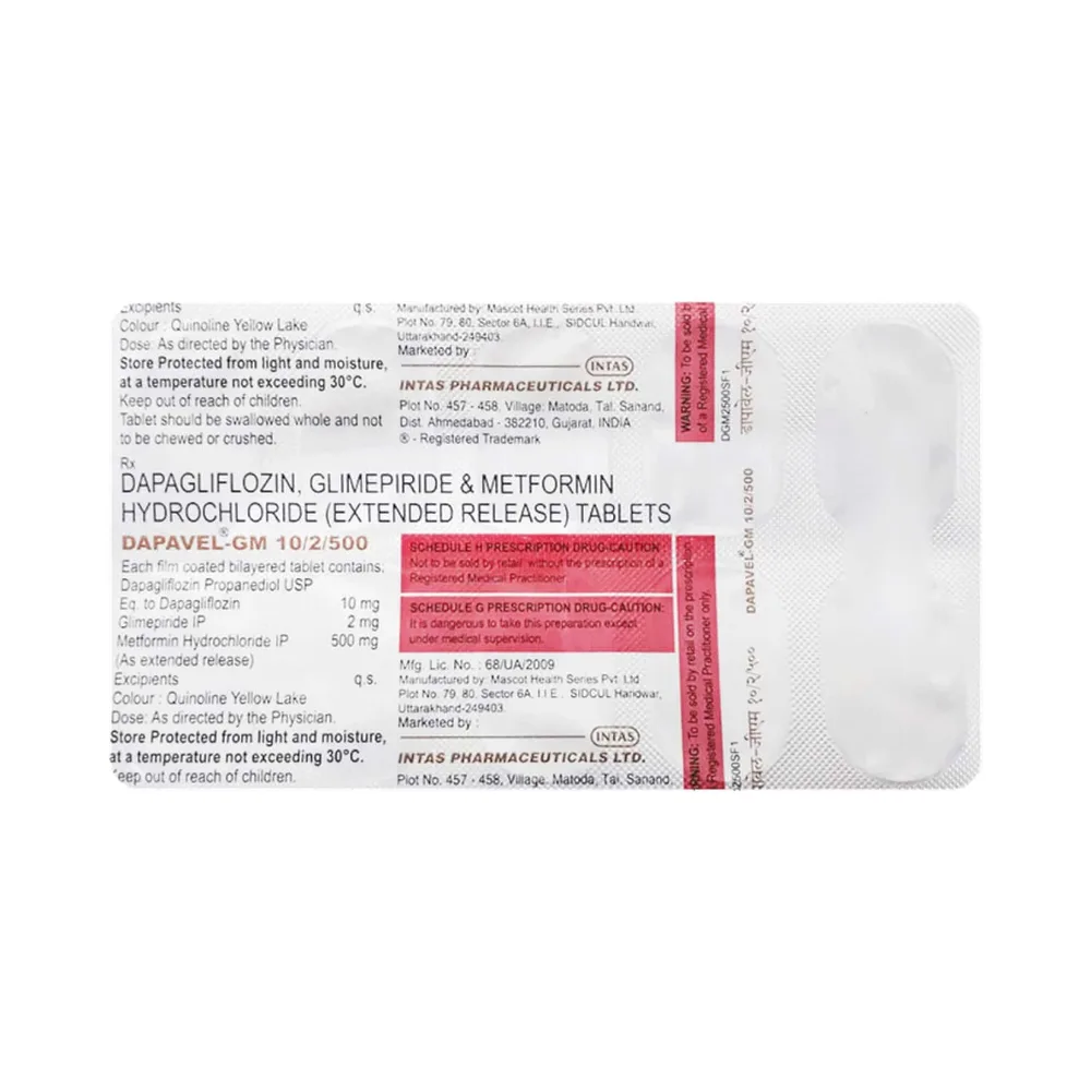 Dapavel Gm 10/2/500mg Strip Of 10 Tablets
