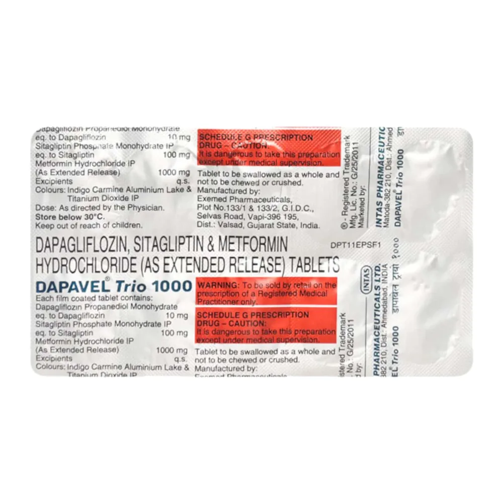 Dapavel Trio 1000mg Strip Of 10 Tablets