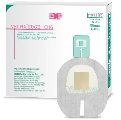 VELFIX EDGE + CHG Chlorhexidine Gluconate IV Securement Dressing