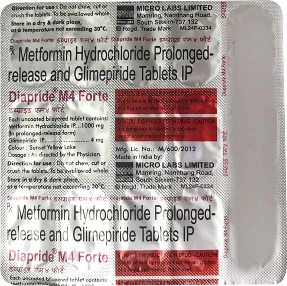 Diapride M 4mg Forte Strip Of 15 Tablets