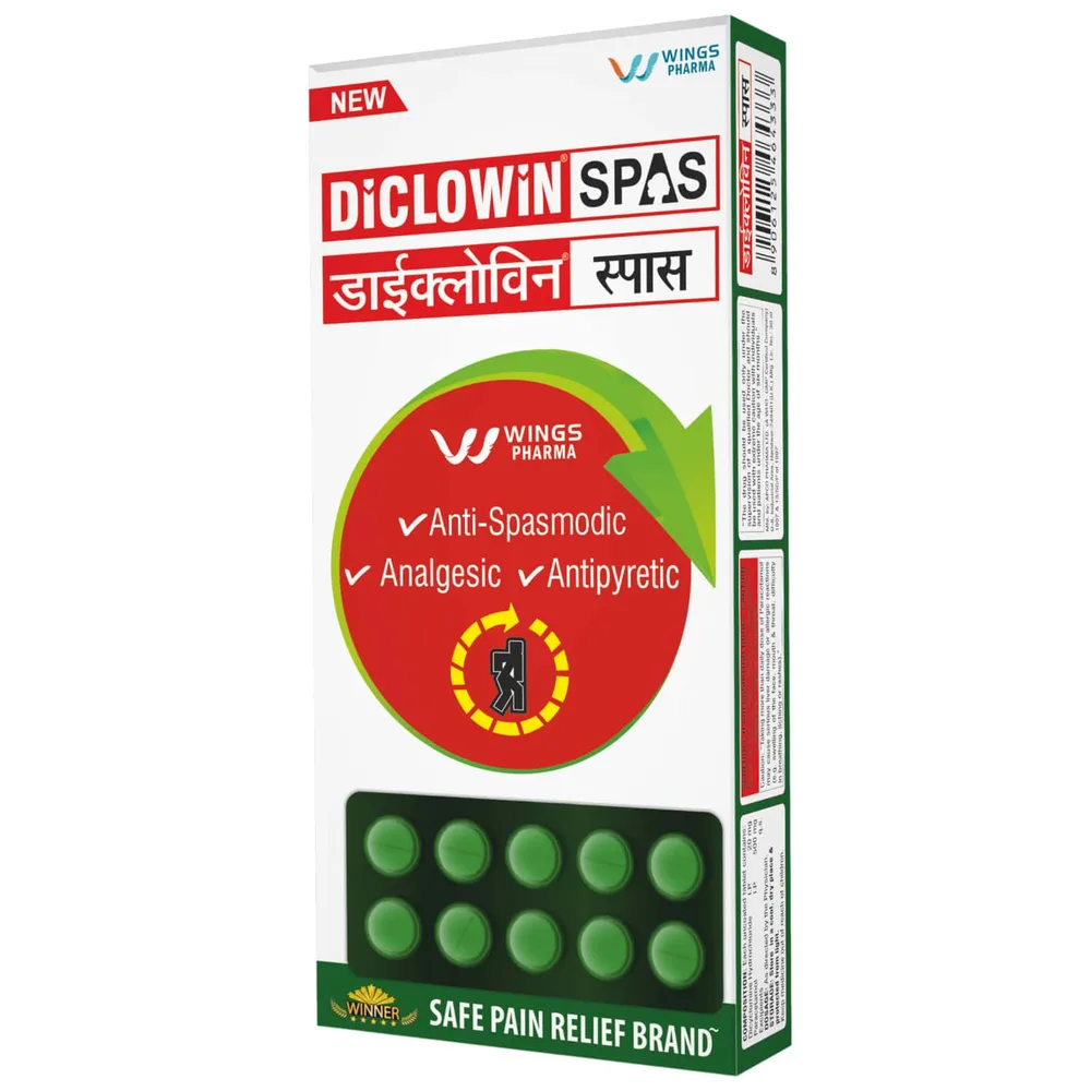 New Diclowin Spas Strip Of 10 Tablets
