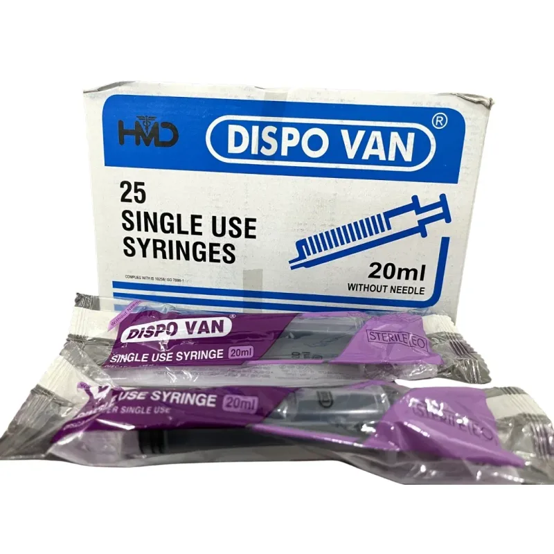 Dispo Van 20ml Single Use Hypodermic Syringe without Needle - 25 Units Pack