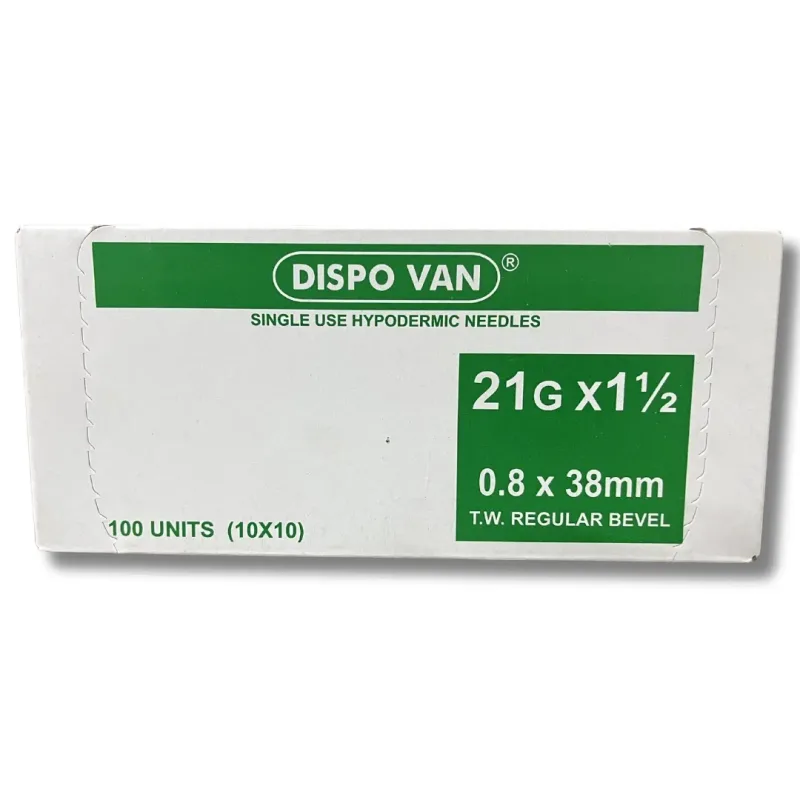Dispo Van Hypodermic Needle - 21G*1.5 inch - 100 Units Pack