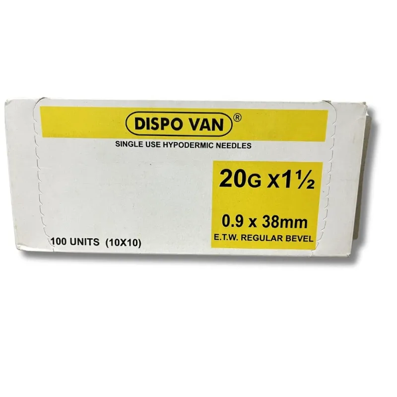 Dispo Van Hypodermic Needle - 20G*1.5 inch - 100 Units Pack