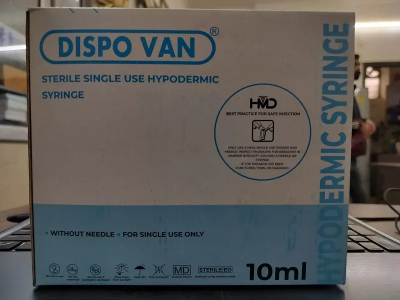Dispo Van 10 ML Syringe Without Needle - 50 Units Pack