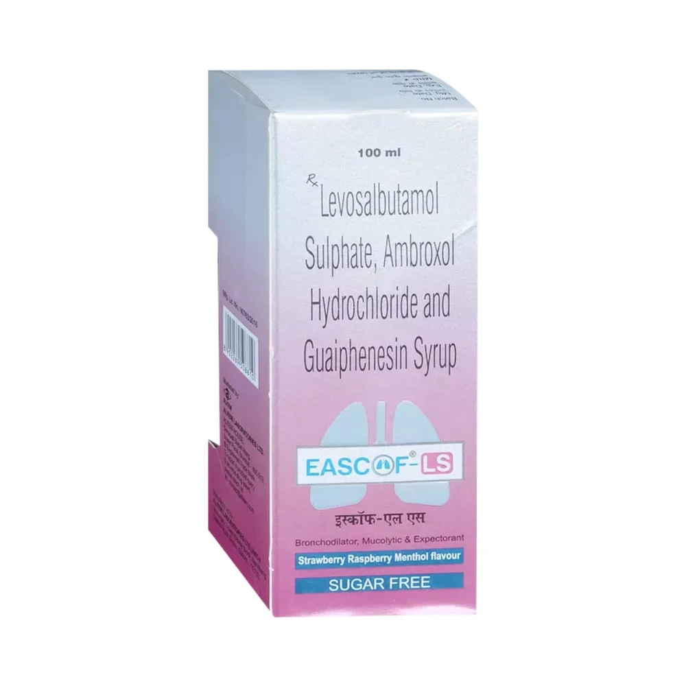 Eascof Ls Strawberry Raspberry Menthol Flavour Sugar Free Bottle Of 100ml Syrup