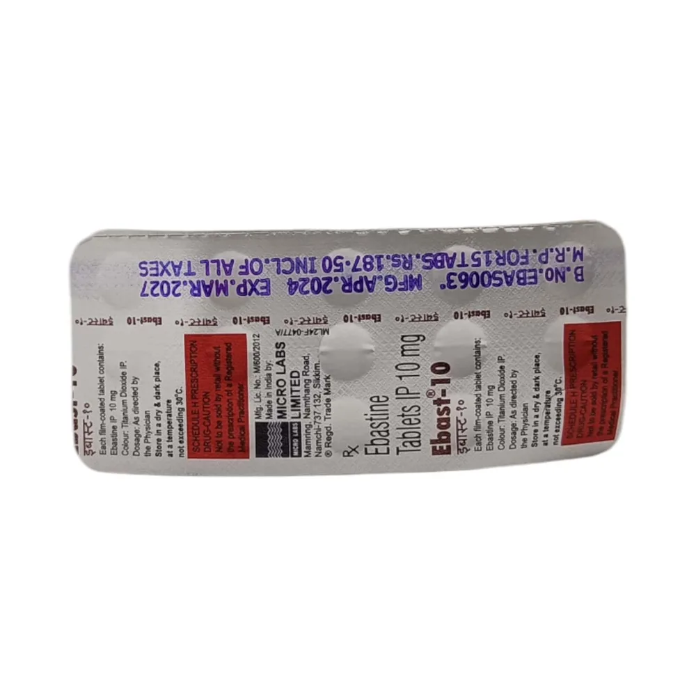 Ebast 10mg Strip Of 15 Tablets