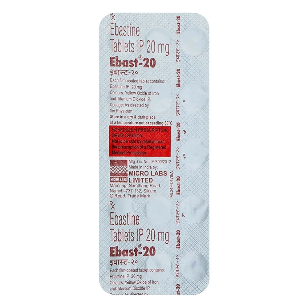 Ebast 20mg Strip Of 15 Tablets