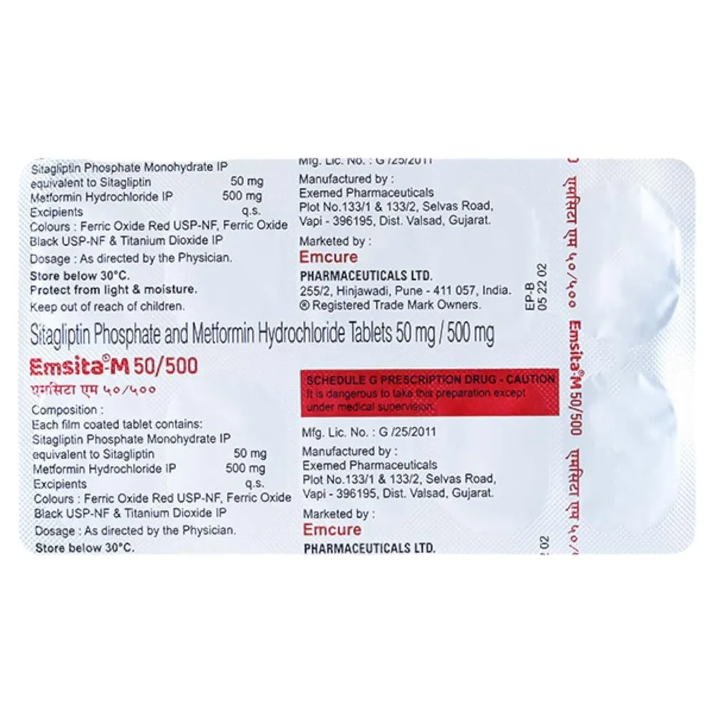 Emsita M 50/500mg Strip Of 10 Tablets