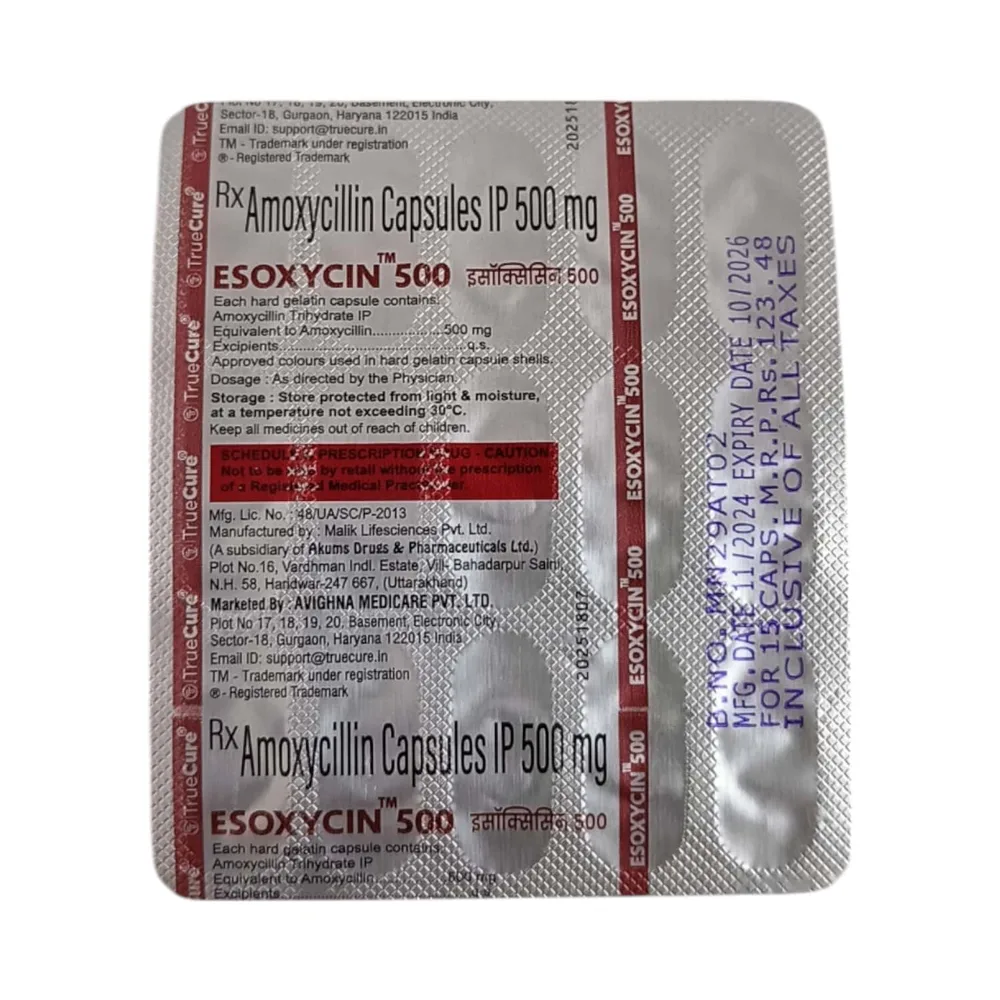 Esoxycin 500mg Strip Of 15 Capsules