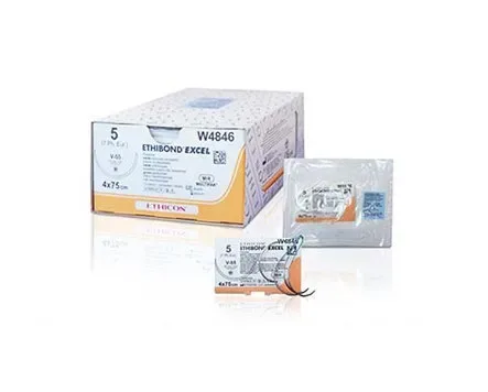 Ethibond Sutures USP 5-0, 1/4 Circle Spatulated Ethalloy Double Needle -12 Foils