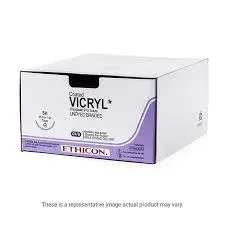 Ethicon Johnson - NW2358 - Vicryl Sutures USP 0, 1/2 Circle Round Body GS - NW2358 - 12 Foils Box