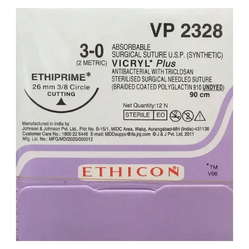 Ethicon Johnson - VP2328 - Vicryl Plus Suture USP 3-0 VP 2328 Cutting - 12 Foils Box