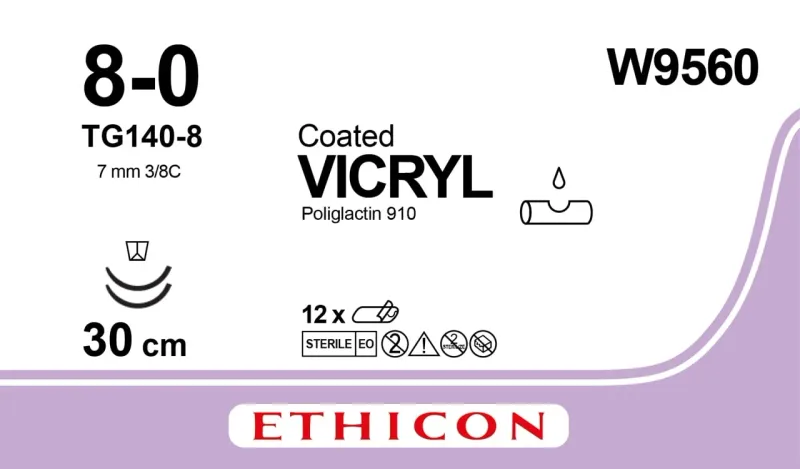 Ethicon Johnson - W9560 - 12 Pcs Violet Vicryl Polyglactin 910 Suture -  W9560 - 12 Foils Box