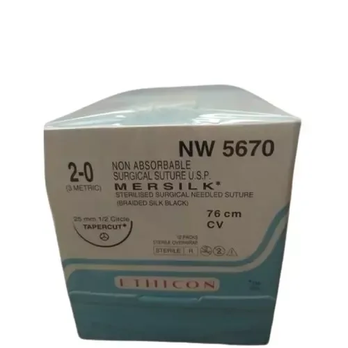 Ethicon Johnson - NW5670P - Mersilk Sutures USP 2-0, 1/2 Circle Tapercut - NW5670P - 12 Foils Box