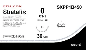 Ethicon Stratafix Spiral PDS Plus Unidirectional Sutures USP 2-0, 36mm 1/2 Circle Taper Point - SXPP1B450