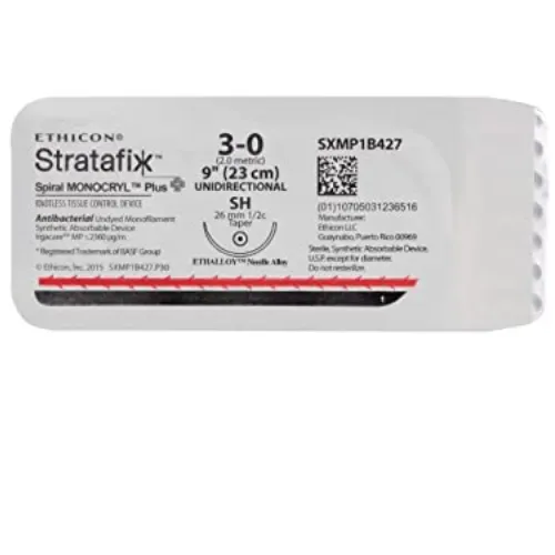 Ethicon Stratafix Spiral Monocryl Plus Sutures USP 3-0, 1/2 Circle Taper Point SH - SXMP1B427 -12 Foils