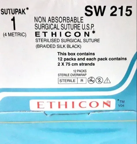 Ethicon Johnson - SW215 - Sutapak Silk Sutures USP 1, Needleless - SW215 -12 Foils