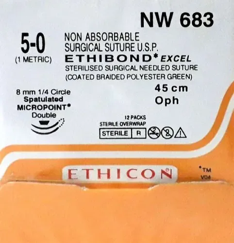Ethicon Johnson - NW683 - Ethibond Sutures USP 2-0, 1/2 Circle Tapercut NW683 - 12 foils