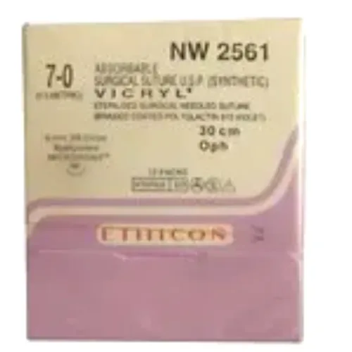 Ethicon Johnson - NW2561 - Vicryl Sutures USP 7-0, 3/8 Circle Spatulated Micro-point Needle NW2561 - 12Fois Box