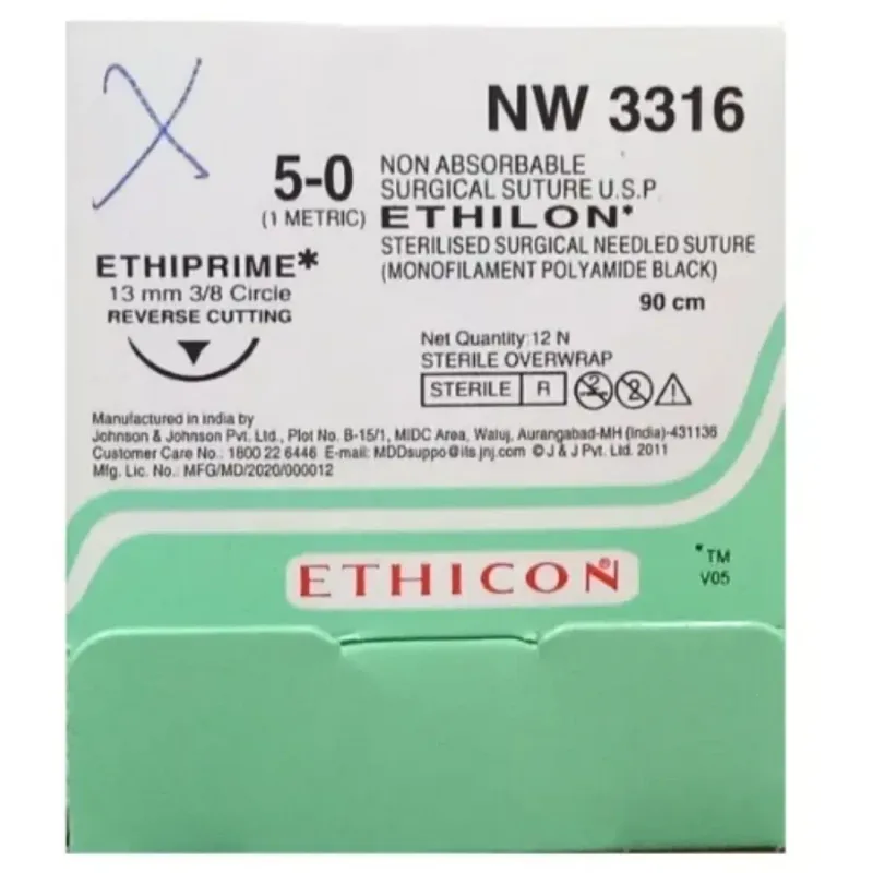 Ethicon Johnson - NW3316 - Ethilon Sutures - NW 3316  USP 5-0 Reverse Cutting, 12 Foils Box