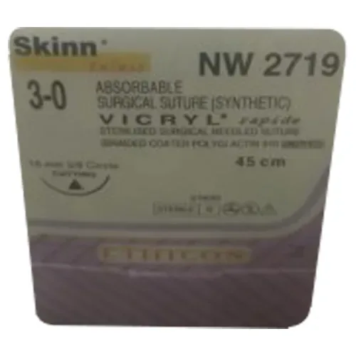 Ethicon Vicryl Rapide Sutures USP 3-0, 3/8 Circle Cutting - NW2719 - 12 Foils Box