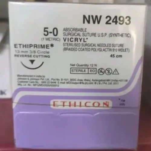 Ethicon Johnson - NW2493 - Vicryl Sutures USP 5-0 3/8 Circle Reverse Cutting Ethiprime NW2493 - 12 Foils Box