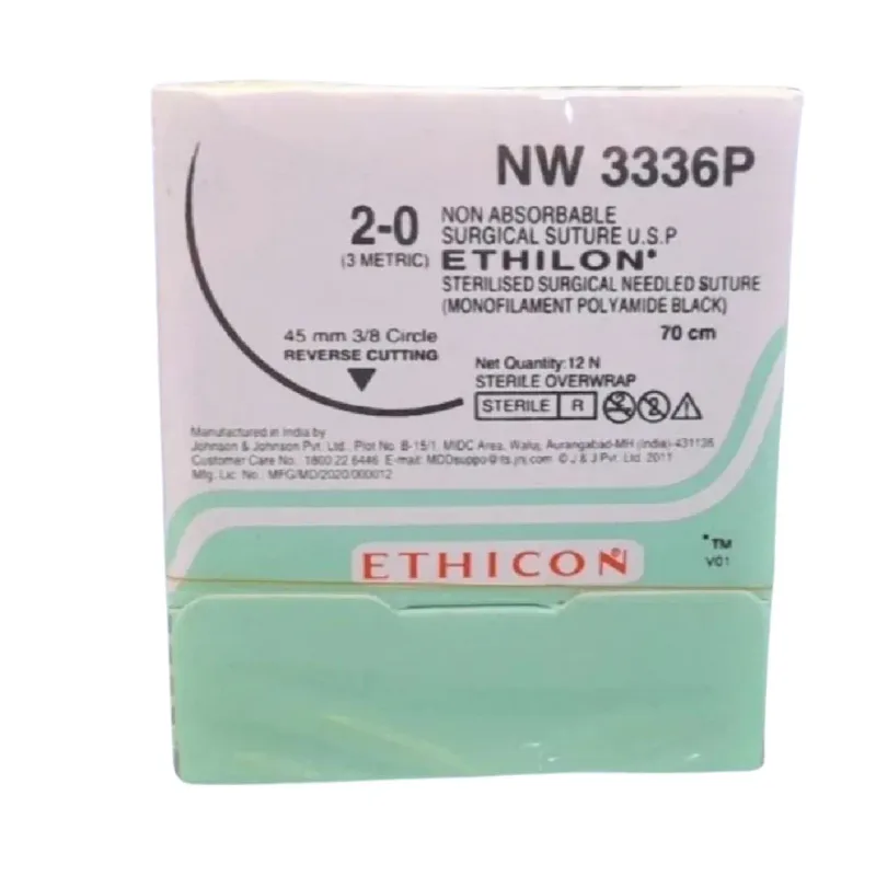 Ethicon Johnson - NW3336P - Ethilon Sutures - NW 3336P USP 2-0, 3/8 Circle Reverse Cutting - 12 Foils Box