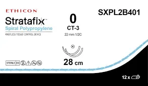 Ethicon STRATAFIX Spiral Polypropylene Suture, Taper Point, Non Absorbable, CT-3 22mm 1/2 Circle, 14 x 14" Bidirectional - SXPL2B401"