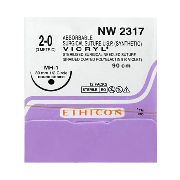 Ethicon Johnson - NW2317P - Vicryl Sutures USP 2-0, 1/2 Circle Round Body NW2317