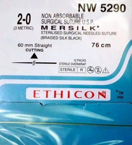 Ethicon Johnson - NW5290P - Mersilk Sutures USP 2-0, Straight Cutting - NW5290P - 12 Foils Box