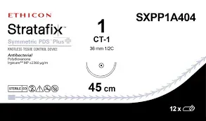 Ethicon Stratafix Symmetric PDS Plus Unidirectional Sutures USP 1, 36 mm 1/2 Circle Taper Point CT-1 - SXPP1A404