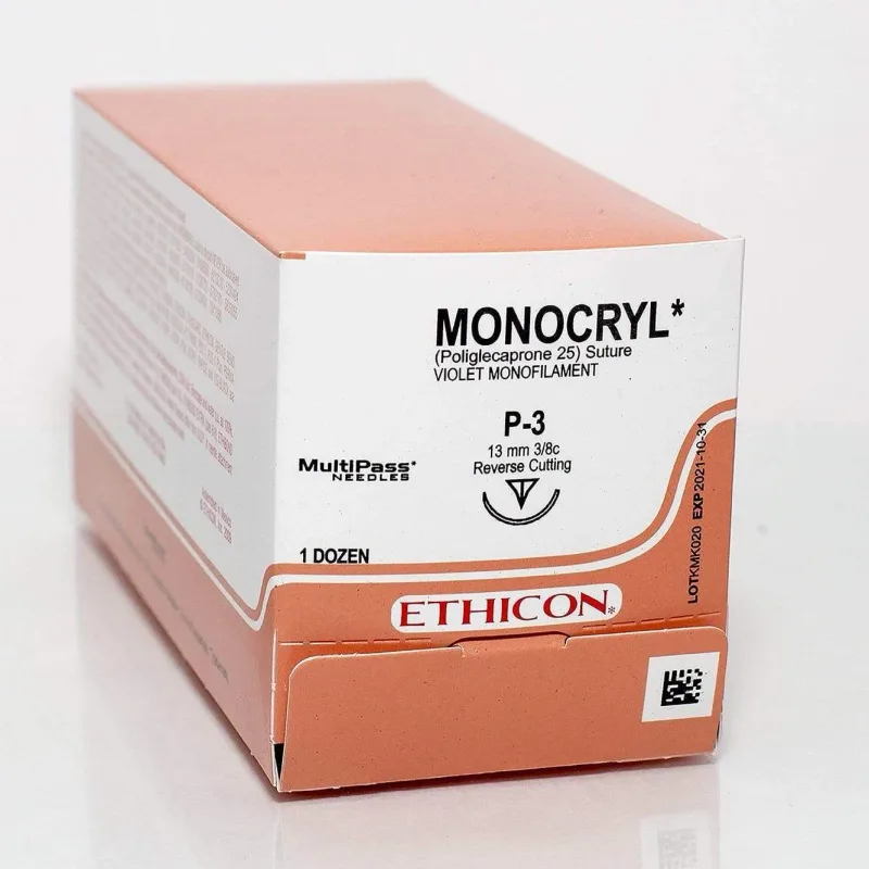 Ethicon Johnson - NW1602 - Monocryl Sutures USP 2-0, 5/8 Circle Round Body UR-6 URO - NW1602 -12 Foils Box