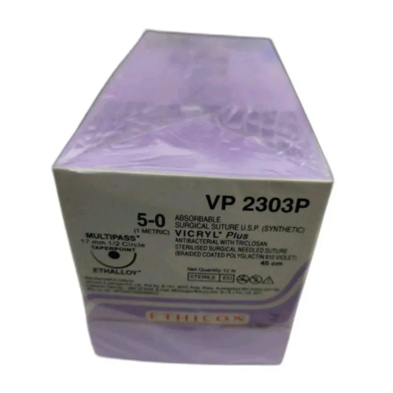 Ethicon Johnson - VP2303P - Vicryl Plus Sutures USP 5-0, 1/2 Circle Oval Round Body - VP 2303P - 12 Foils Box