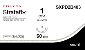Ethicon STRATAFIX Spiral PDO Suture, Taper Point, Absorbable, CT-1 36mm 1/2 Circle, 30cm X 30cm Bidirectional - SXPD2B403