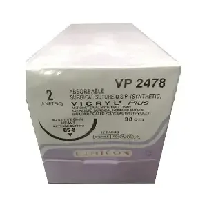 Ethicon Johnson - VP2478 - Vicryl Plus Sutures USP 2, 1/2 Circle Reverse Cutting - VP2478 - 12 Foils Box