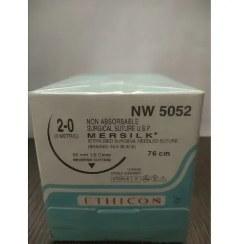 Ethicon Johnson - NW5052P - Mersilk Sutures USP 2-0, 1/2 Circle Reverse Cutting - NW5052 - 12 Foils Box
