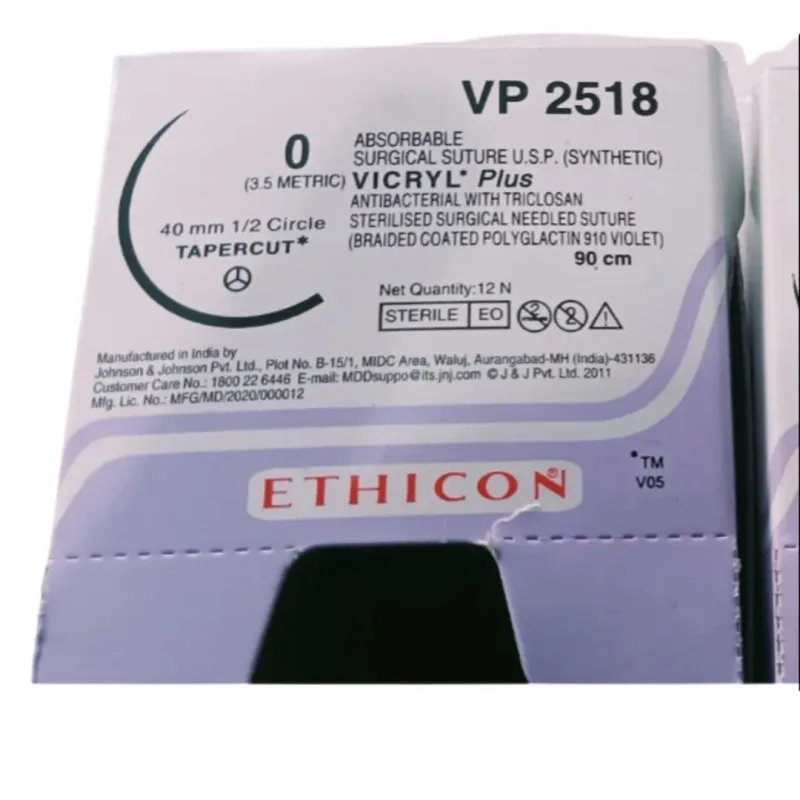 Ethicon Johnson - VP2518 - Vicryl Plus Sutures USP 0, 1/2 Circle Tapercut - VP2518 - 12 Foils Box