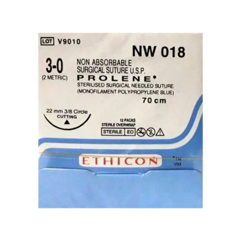 Ethicon Johnson - NW018P - Prolene Sutures USP 3-0, 3/8 Circle Cutting - NW018 - 12 Foils Box