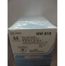 Ethicon Johnson - NW818 - Prolene Sutures USP 3-0, 3/8 Circle Round Body Double Needle NW818 - 12 Foils Box