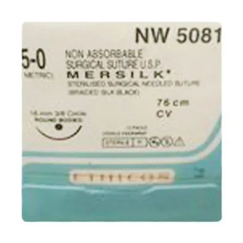 Ethicon Mersilk Sutures USP 5-0, 3/8 Circle Round Body - NW5081 -12 Foils