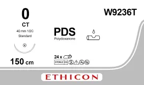 Ethicon Johnson - W9236T - PDS II Sutures USP 0, 1/2 Circle Round Body W9236T  - 24 Foils box